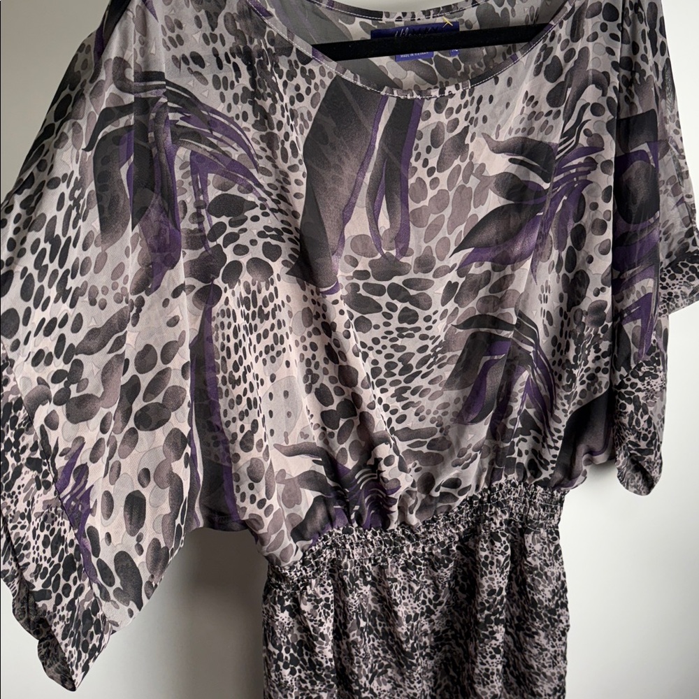Miley Cyrus & Max Azria Purple and Black Animal Print Top